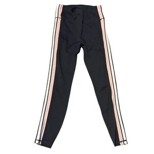 High-Waist Black and Pink Leggings with Side Stripes